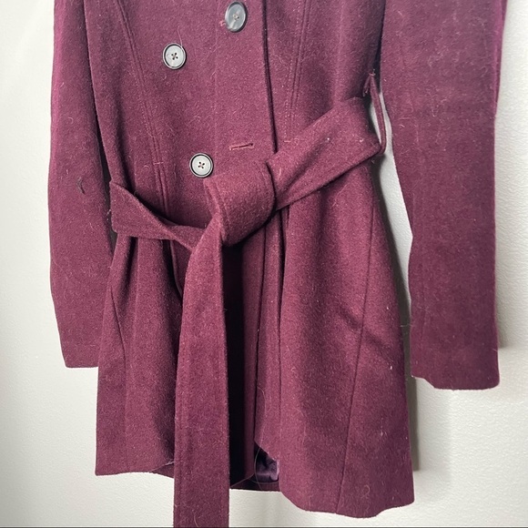 ** Banana Republic maroon purple button belted wool pea coat Small - Picture 2 of 8